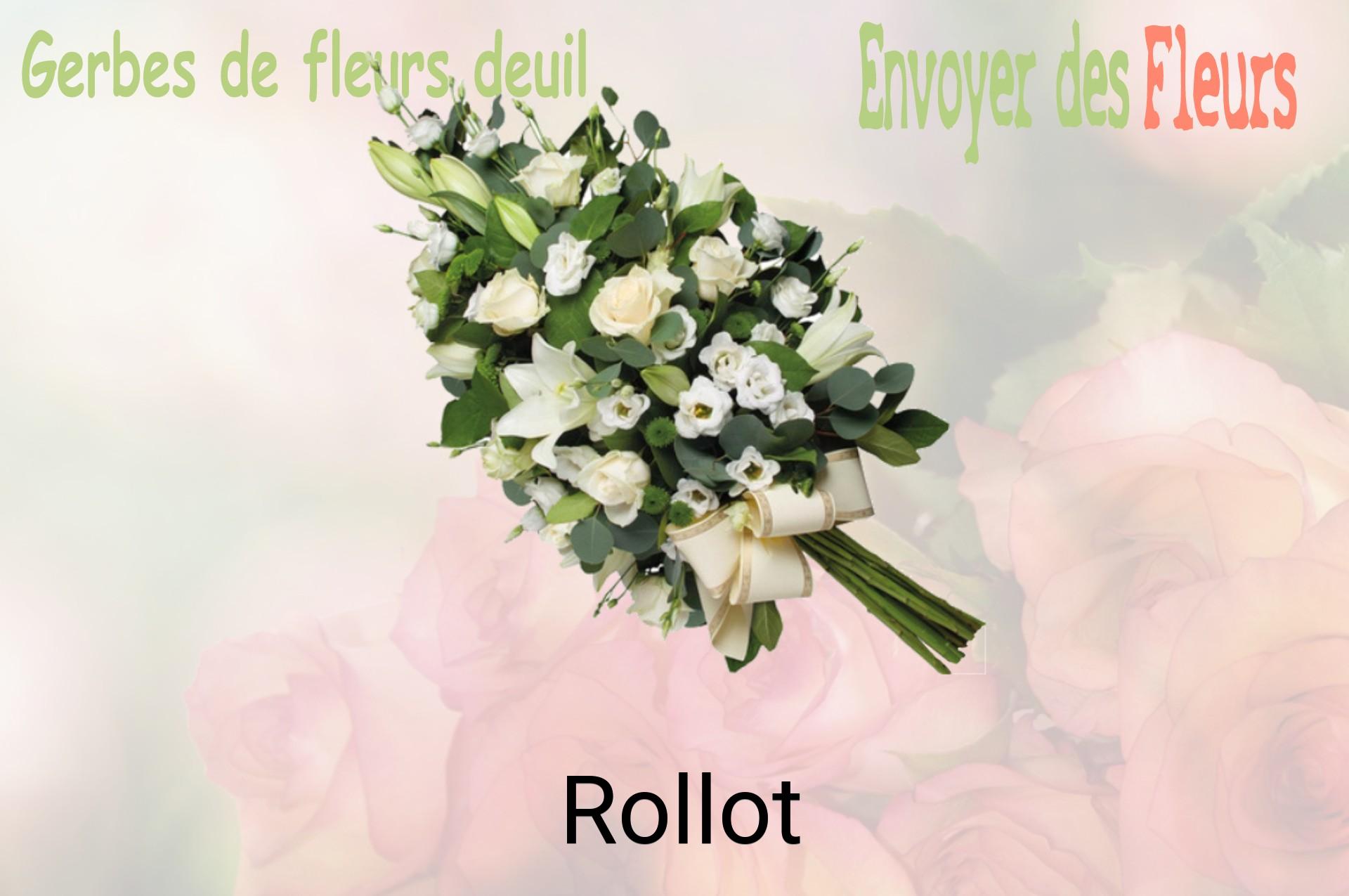 Gerbe de fleurs de deuil livrée à Rollot